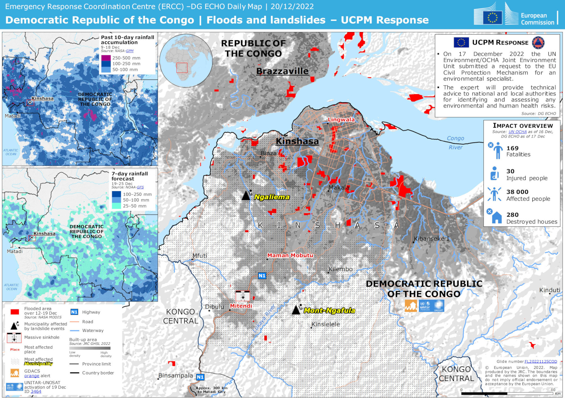 Image 2: Emergency Response Coordination Centre (ERCC) –DG ECHO Daily Map, 20 December 2022: Democratic Republic of the Congo Floods and landslides – UCPM Response